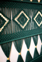 Load image into Gallery viewer, Green &amp; Gold Macrame Wall Hanging
