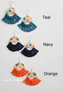 Tribal Pattern Macrame Earrings - more colors